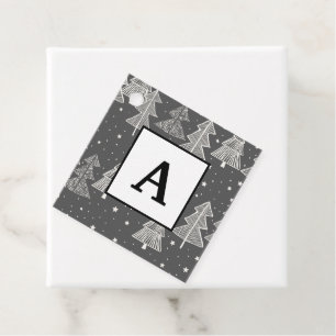 Chalkboard Handdrawn Christmas Trees Snowing Favour Tags