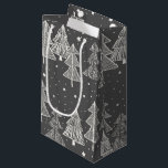 Chalkboard Handdrawn Christmas Trees Snowing Small Gift Bag<br><div class="desc">This year you can coordinate your Christmas gifts for family, close friends, or acquaintances. This artist-designed Christmas pattern is perfect to use for a Christmas party at home, but can also be used for a school or corporate holiday party. The design includes drawings of Christmas trees and falling snow in...</div>