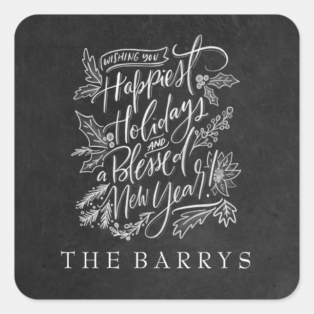 Chalkboard Happiest Holidays Sticker (Front)