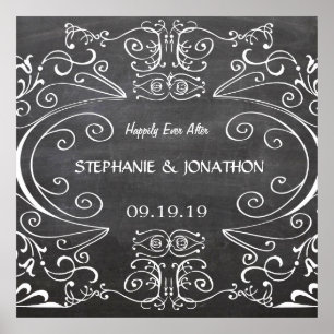 Chalkboard Happily Ever After Wedding Poster