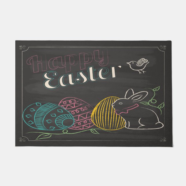 Chalkboard Happy Easter 24" x 36" Doormat (Front)