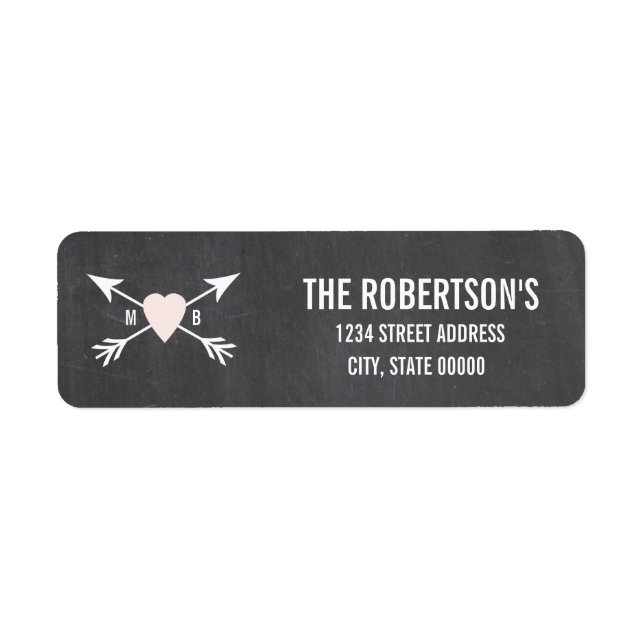 Chalkboard Heart + Arrow Wedding Labels (Front)