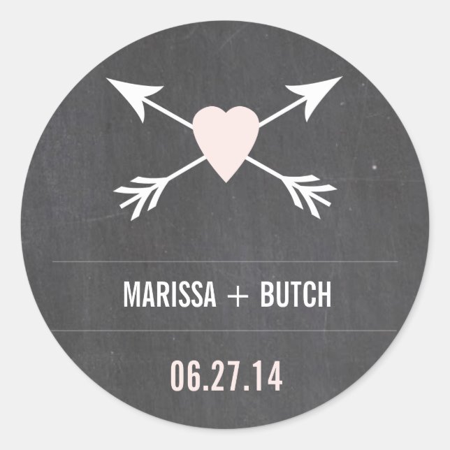 Chalkboard Heart + Arrow Wedding Stickers (Front)