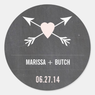 Chalkboard Heart + Arrow Wedding Stickers