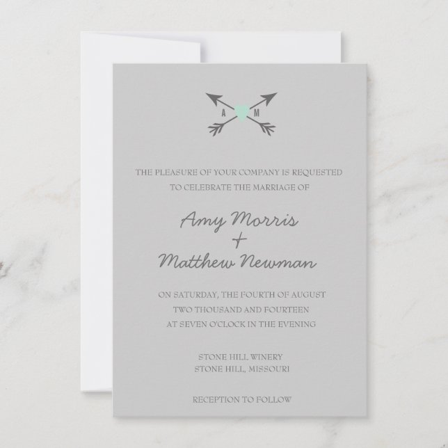 Chalkboard Heart + Arrows | Wedding Invitations (Front)