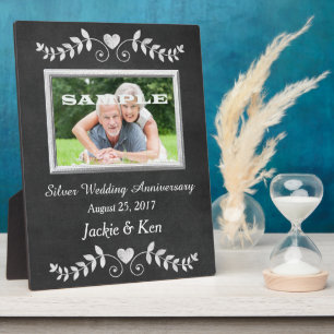 Chalkboard Heart Silver Anniversary Keepsake Plaque