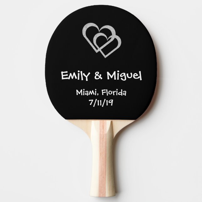 Chalkboard Heart Wedding Favour Table Tennis Bat Ping Pong Paddle (Front)