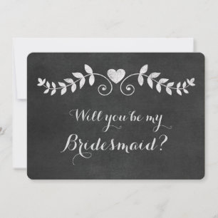 Chalkboard Heart Will You Be My Bridesmaid Invitation