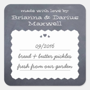Chalkboard Hearts Food Gift Label Square Sticker