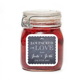 Chalkboard Hearts Wedding Favour Jam Jar Sticker