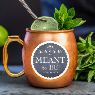 Chalkboard Hearts Wedding Meant to Be Favour Classic Round Sticker