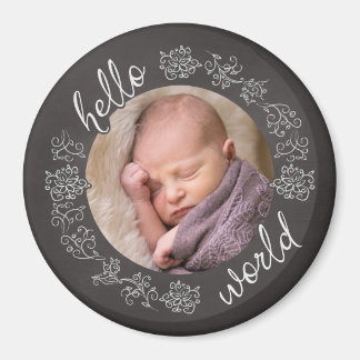 Chalkboard Hello Baby's First Personalised Magnet