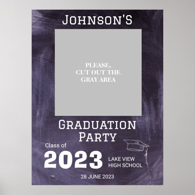 Chalkboard High School Graduation Party Photo prop Poster (Front)