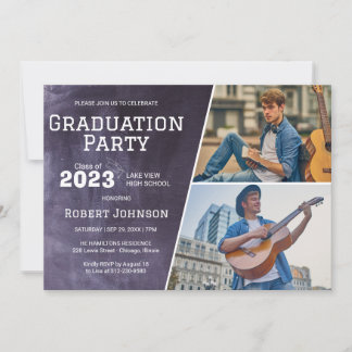 Chalkboard High School Photo Graduation Party Invitation