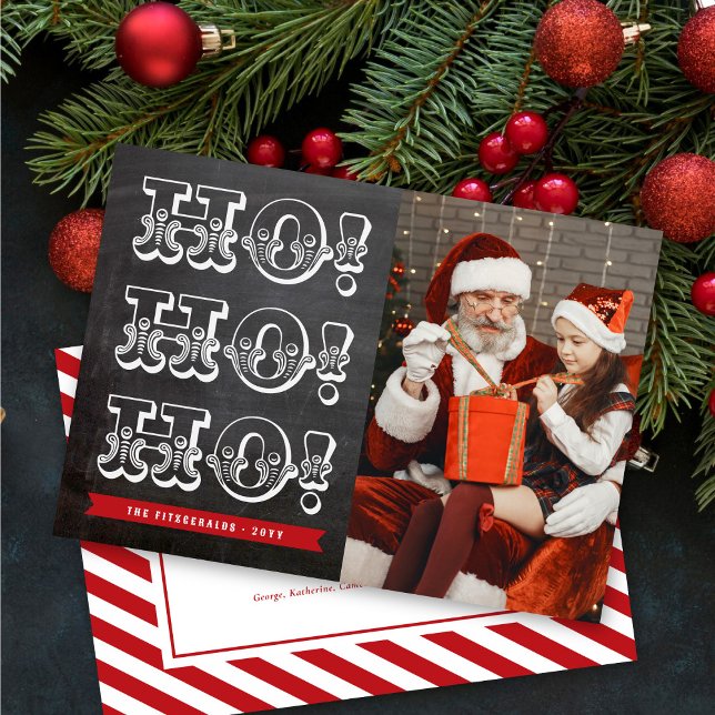 Chalkboard HO HO HO Holiday Christmas Photo Card (Creator Uploaded)