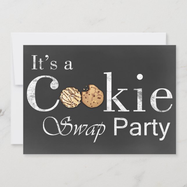 chalkboard Holiday Cookie swap party invitation (Front)