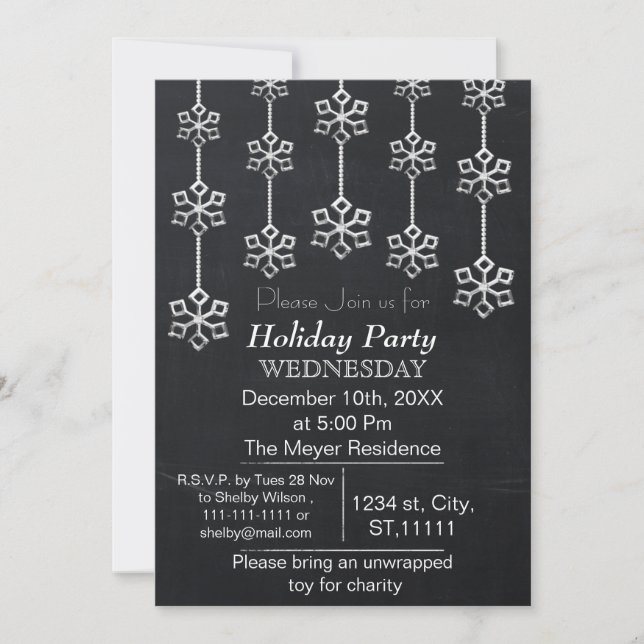 Chalkboard Holiday party Invitation (Front)