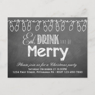 Chalkboard Holiday Party Postcard Invitation