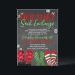 Chalkboard Holiday Sock Exchange Christmas Party Invitation<br><div class="desc">Holiday Sock Exchange Christmas Party Invitation</div>