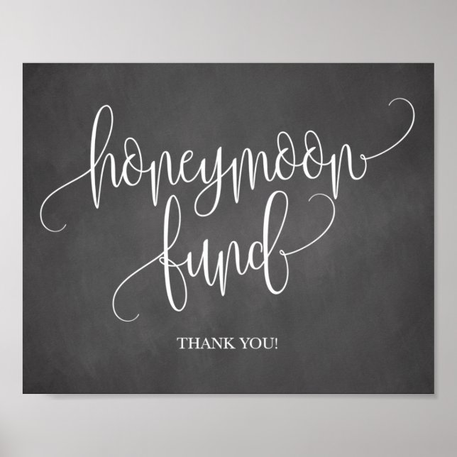 Chalkboard Honeymoon Fund Wedding Sign (Front)