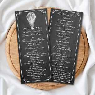 Chalkboard Hot Air Balloon Wedding Program Rack Card