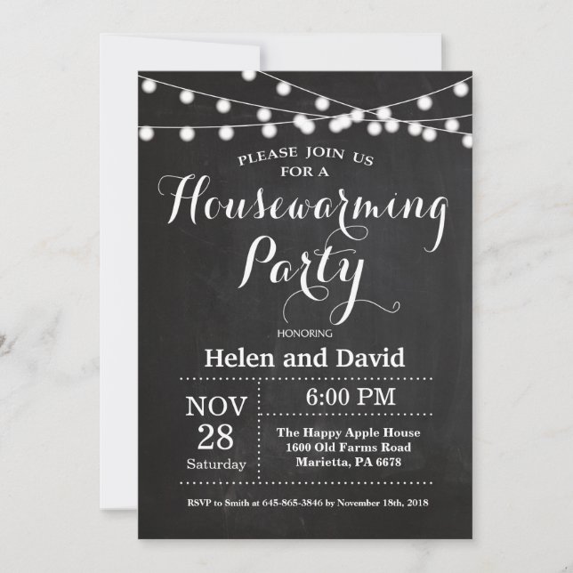 Chalkboard Housewarming Party Home Sweet Home Invitation (Front)