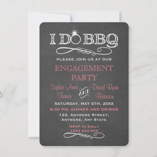 Chalkboard I DO BBQ Engagement Party Invitation (Front)