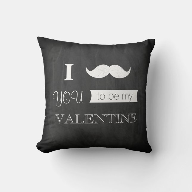 Chalkboard I Moustache You To Be My Valentine Cushion (Front)