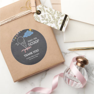 Chalkboard Ice Cream Scoop Drawing Baby Shower Classic Round Sticker