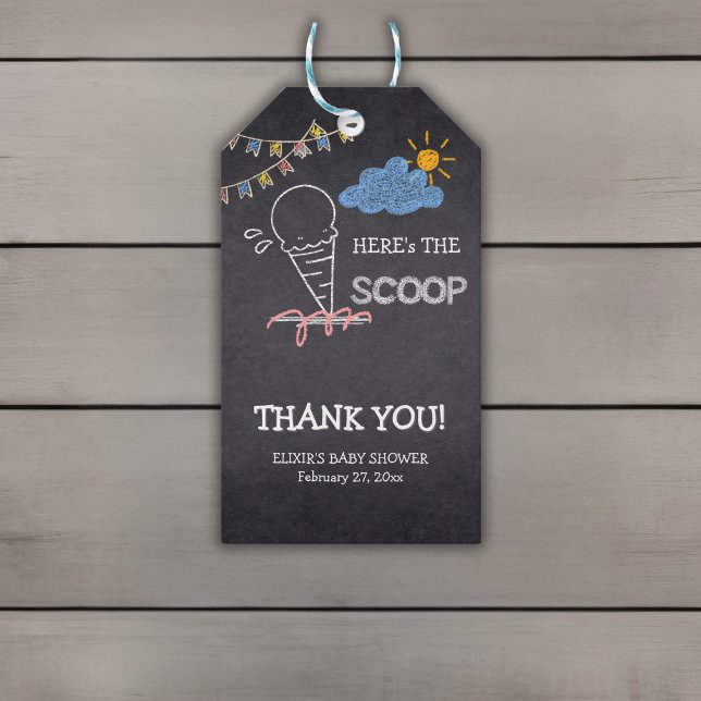Chalkboard Ice Cream Scoop Drawing Baby Shower Gift Tags (Creator Uploaded)
