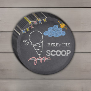 Chalkboard Ice Cream Scoop Drawing Baby Shower Paper Plate