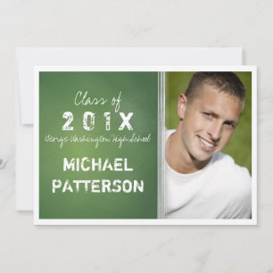 Chalkboard in Green Bold Guy Graduation Party Invitation