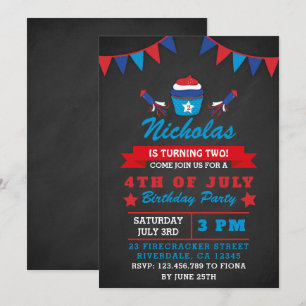 Chalkboard Independence Day Birthday Party Invite