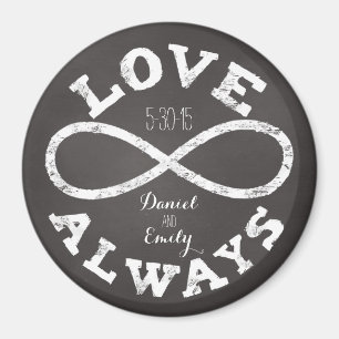 Chalkboard Infinity Love Wedding Date and Names Magnet