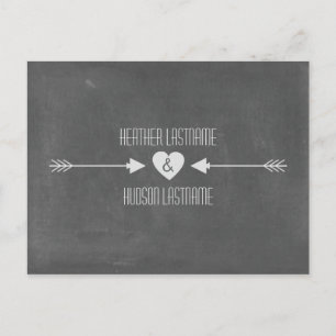 Chalkboard Inspired Arrows Save The Date - White Announcement Postcard