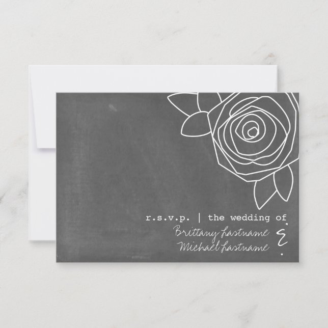 Chalkboard Inspired Rose Wedding RSVP (Front)