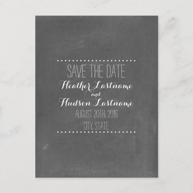 Chalkboard Inspired Wedding Save The Date Announcement Postcard (Front)