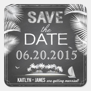 Chalkboard Island Destination Save the Date Label