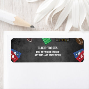 Chalkboard It's Game Time Football Baby Shower Return Address Label