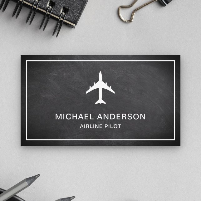 Chalkboard Jet Aircraft Aeroplane Airline Pilot Business Card (Creator Uploaded)