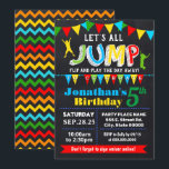 Chalkboard Jump birthday trampoline bounce party Invitation<br><div class="desc">Jump birthday bash invitation,  primary colours colour scheme suitable for any age. Add your own wording into the template,  to more customisation (font colour,  font style,  background),  click on personalise,  scroll down and click on link "click to customise further".</div>