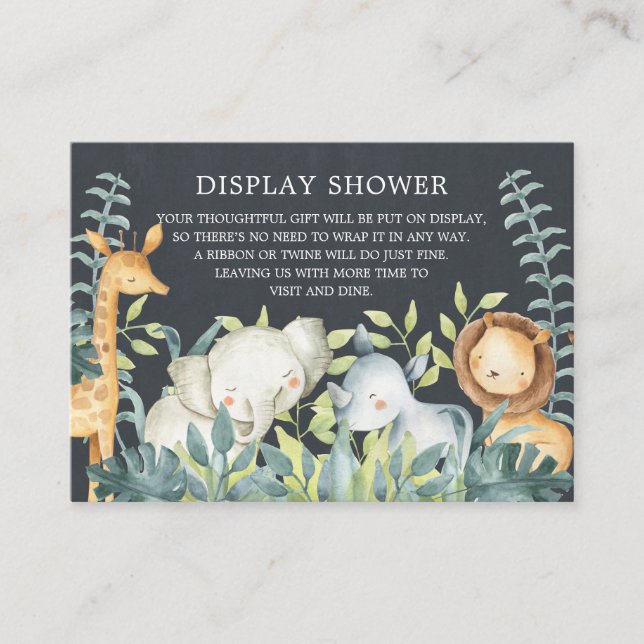 Chalkboard Jungle Animals Baby Gift Display Shower Enclosure Card (Front)