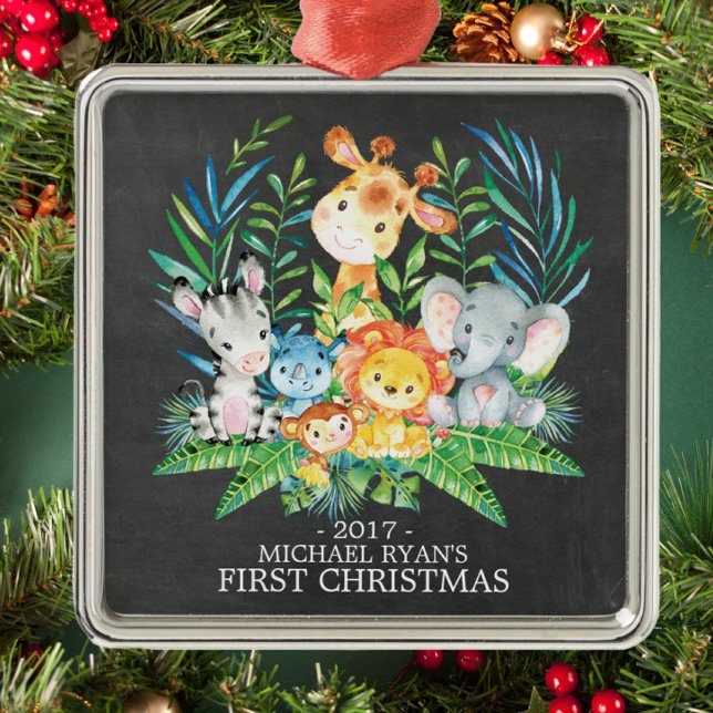 Chalkboard Jungle Baby's First Christmas Ornament (Creator Uploaded)