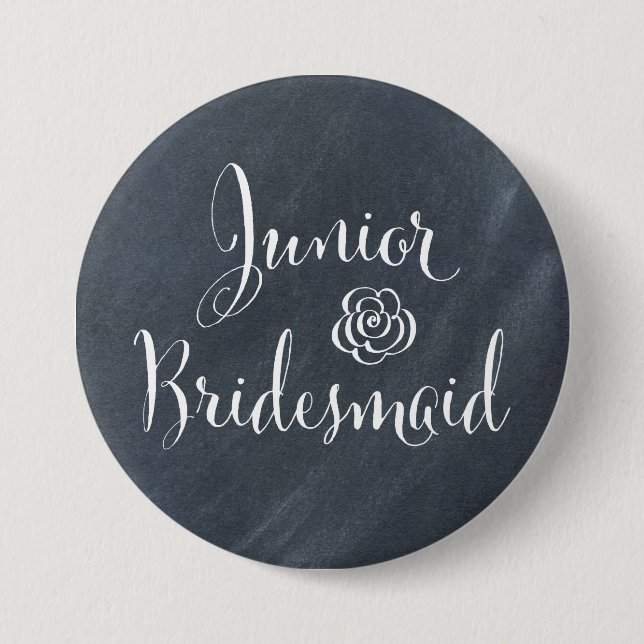 Chalkboard Junior Bridesmaid 7.5 Cm Round Badge (Front)