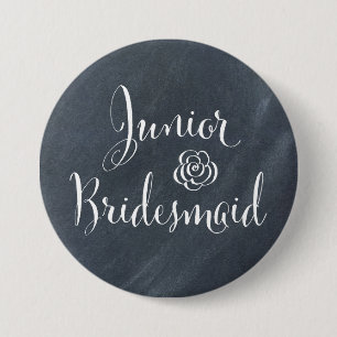 Chalkboard Junior Bridesmaid 7.5 Cm Round Badge