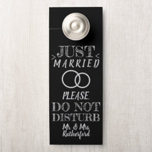Chalkboard Just Married Do Not Disturb Door Hanger