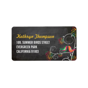 Chalkboard Kissing Summer Birds Wedding Labels