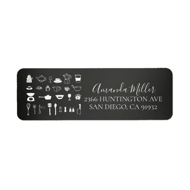 Chalkboard Kitchen Bridal Shower Return address Return Address Label (Front)
