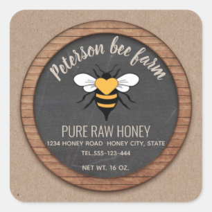 Chalkboard Kraft honeybee honey jar Square Sticker