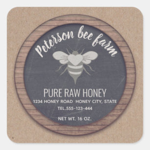 Chalkboard Kraft honeybee honey jar Square Sticker